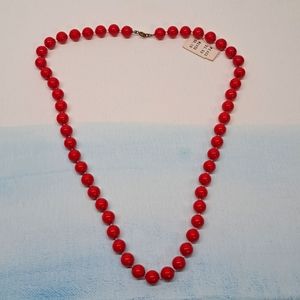 80s Vintage red plastic bead necklace